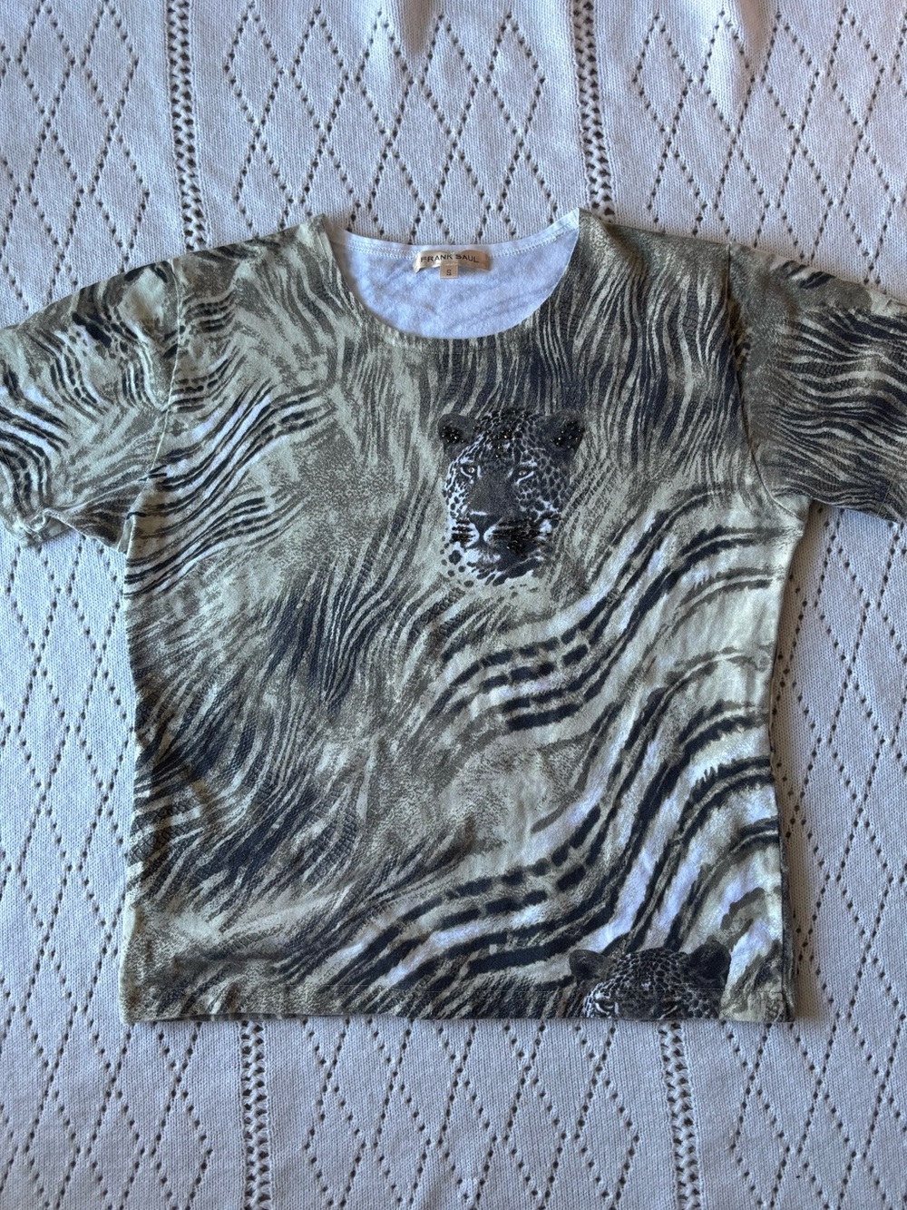 Vintage Frank Saul Leopard Graphic Print Shirt